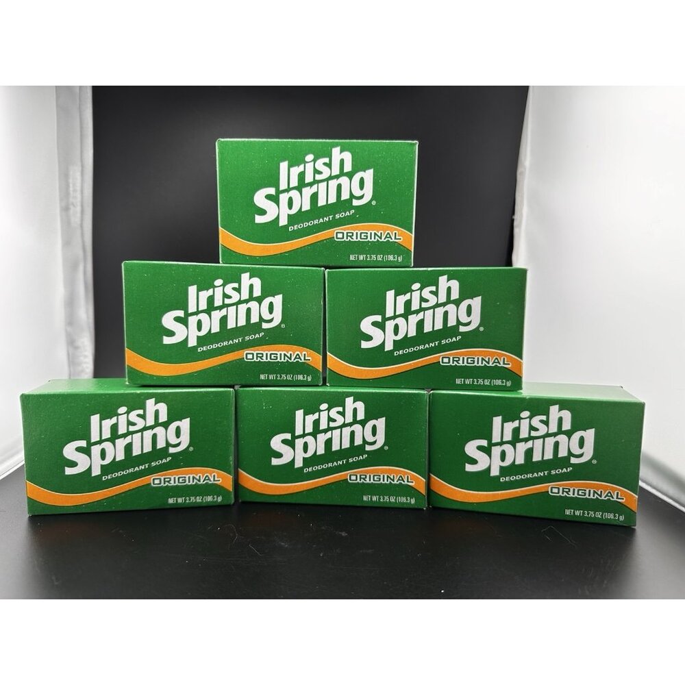 6 Lot Irish Spring Original Deodorant Soap 3.7oz Old Version‎ No Flaxseed Oil